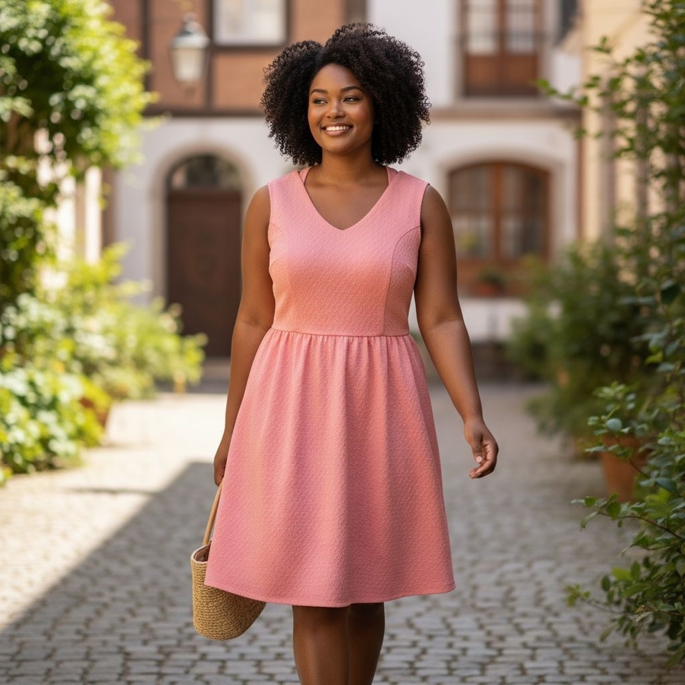 No Boundaries Pink Textured Midi Dress
